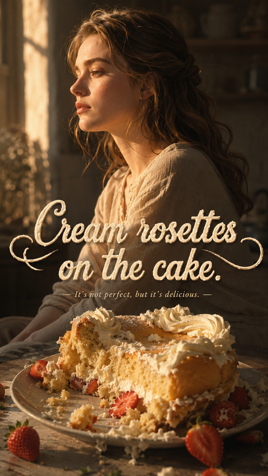 Crean rosettes on the cake