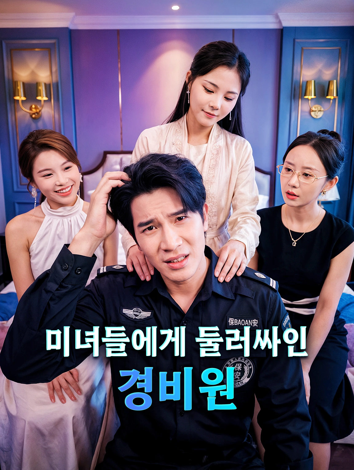 미녀들에게 둘러싸인 경비원