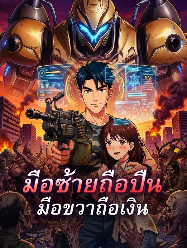 โปสเตอร์ มือซ้ายถือปืน มือขวาถือเงิน