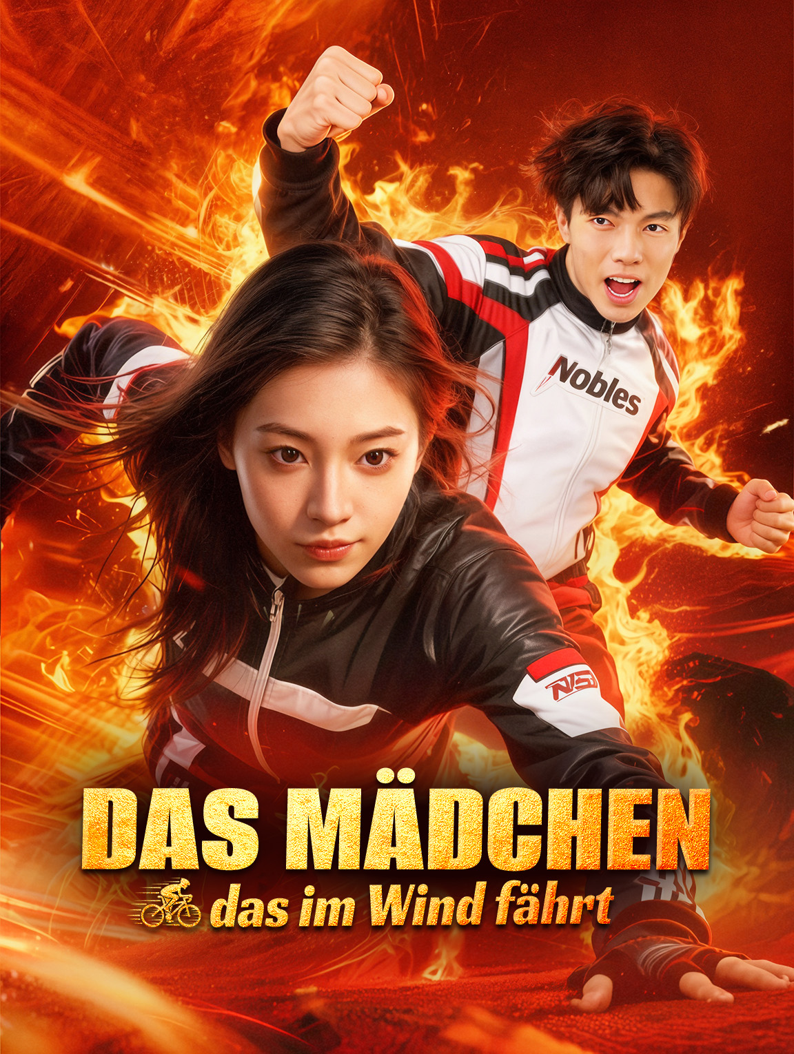 Das Mädchen, das im Wind fährt