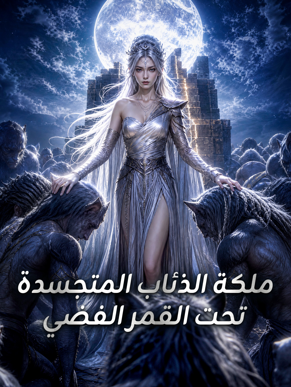 ملكة الذئاب المتجسدة تحت القمر الفضي