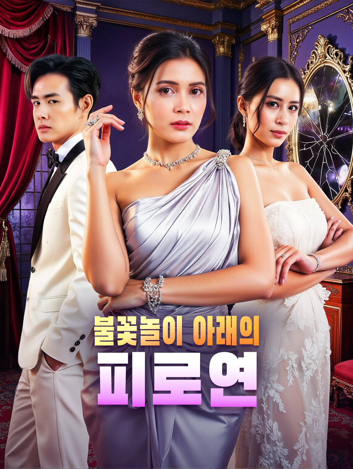 불꽃놀이 아래의 피로연