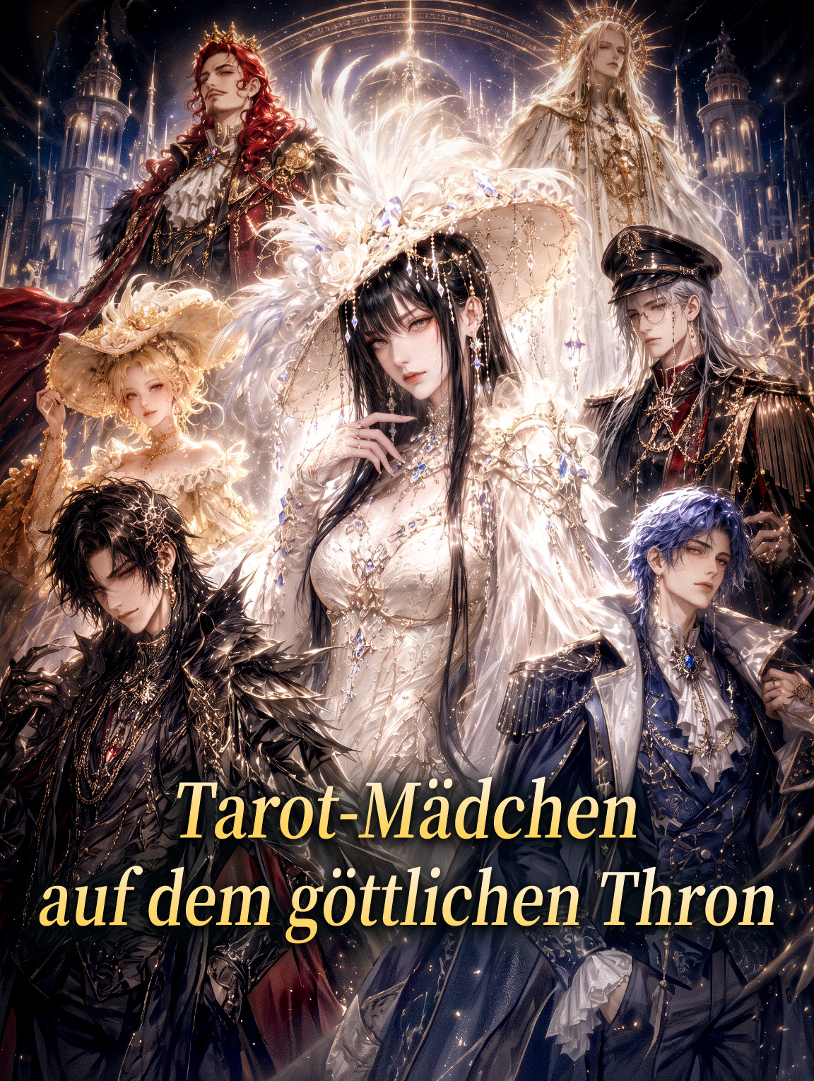 Tarot-Mädchen auf dem göttlichen Thron