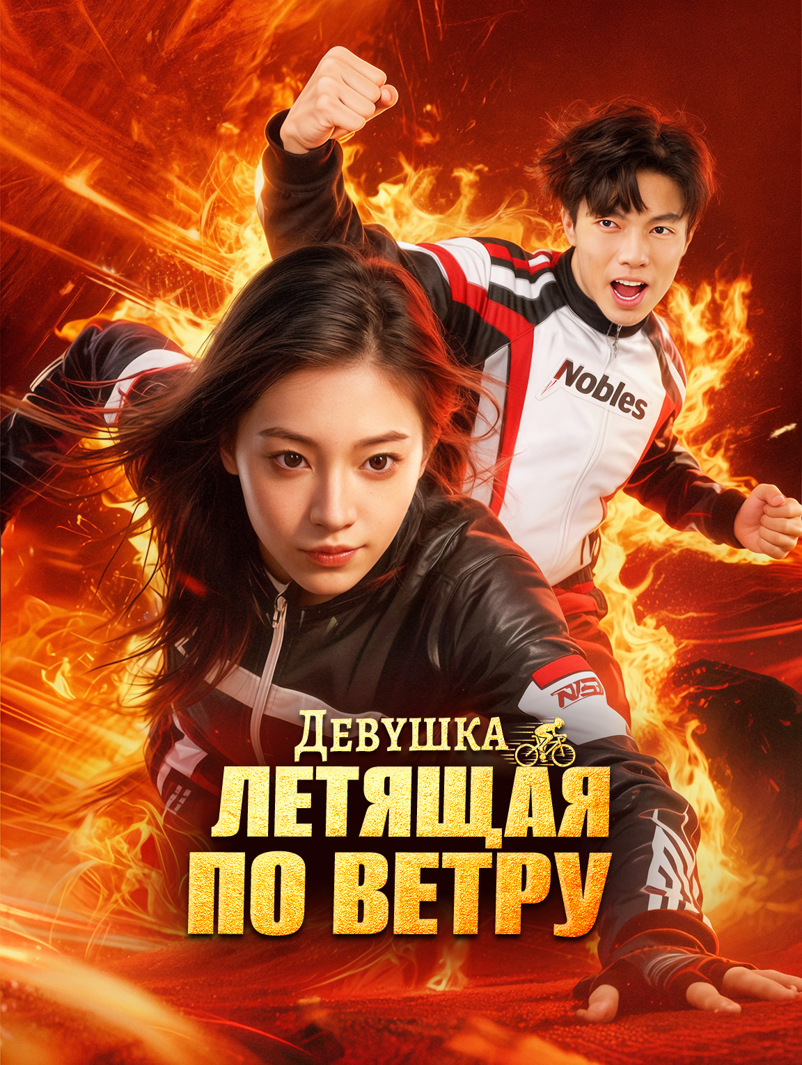 Девушка, летящая по ветру