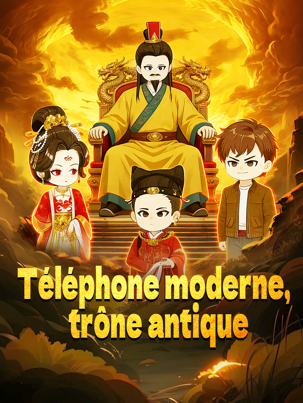 Téléphone moderne, trône antique